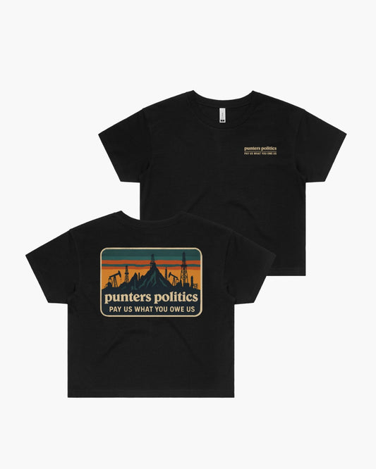 Pay Us What You Owe Us Tee - Crop Black